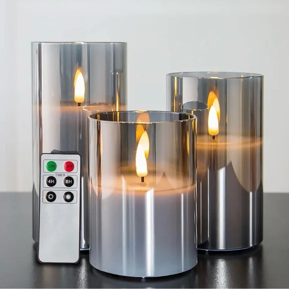 LED Flameless Candle Set - Warm Amber Glow - Picture 2 of 8